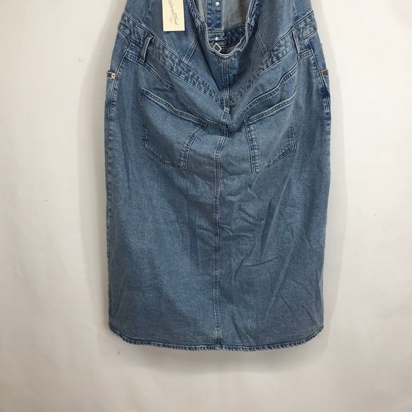 Universal Thread Denim Halter Maxi Dress Medium Wash Size 24 Button Front Slit - Picture 6 of 10